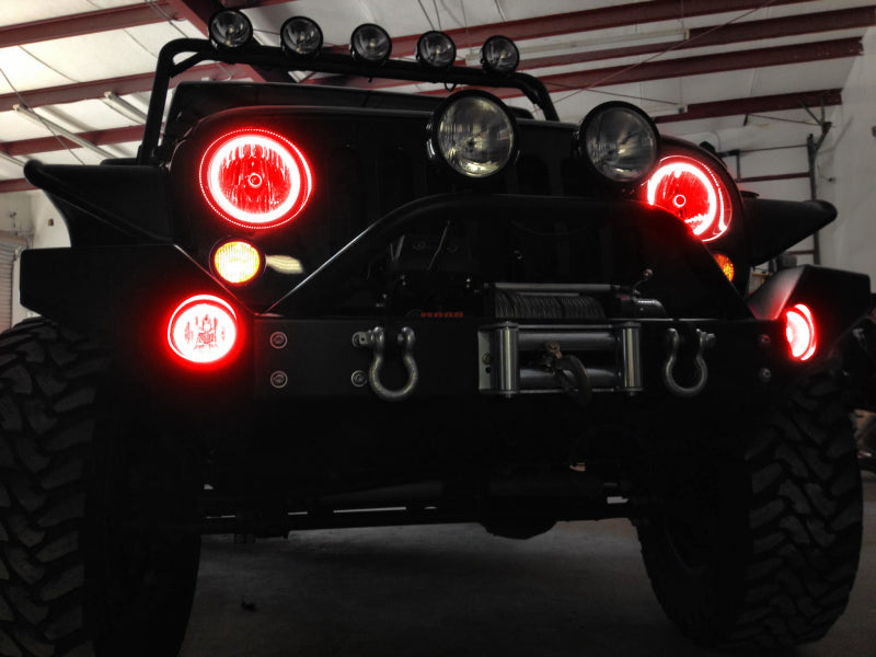 Oracle 07-17 Jeep Wrangler Surface Mount LED Headlight Halo Kit - Red