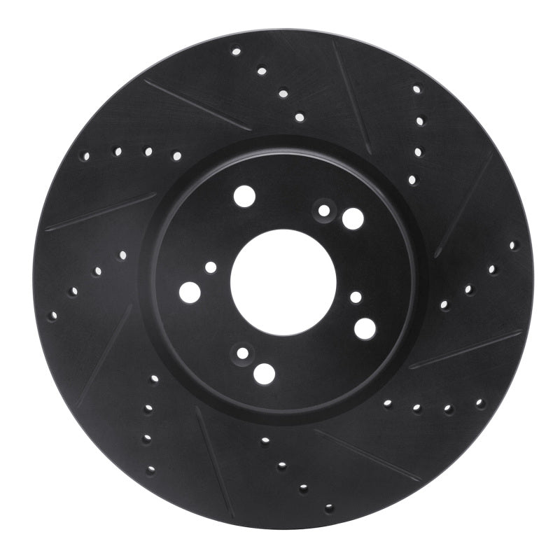 R1 04-08 Acura TL Front Right Drilled & Slotted Black Brake Rotor