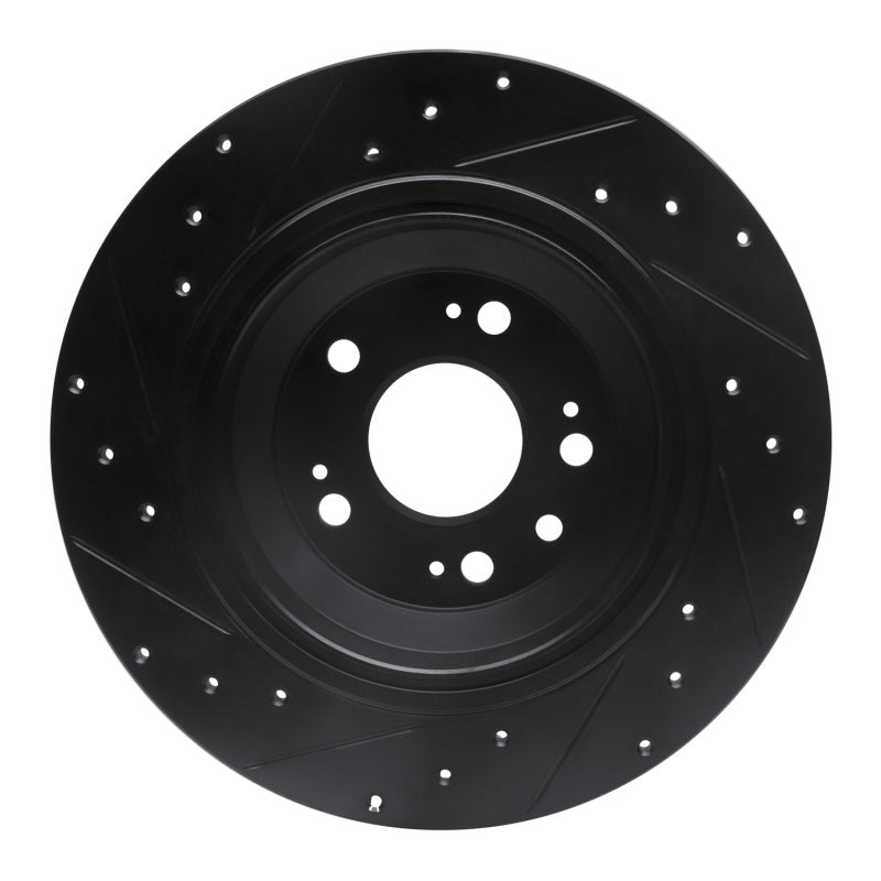 R1 09-14 Acura TL Rear Right Drilled & Slotted Black Brake Rotor