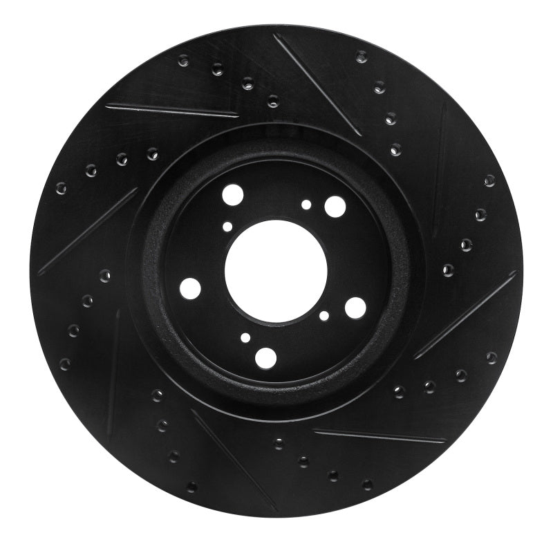 R1 09-14 Acura TL Front Left Drilled & Slotted Black Brake Rotor