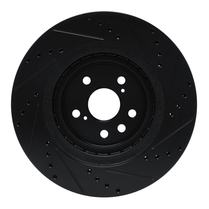 R1 20-25 Lexus RX350h Front Left Drilled & Slotted Black Brake Rotor