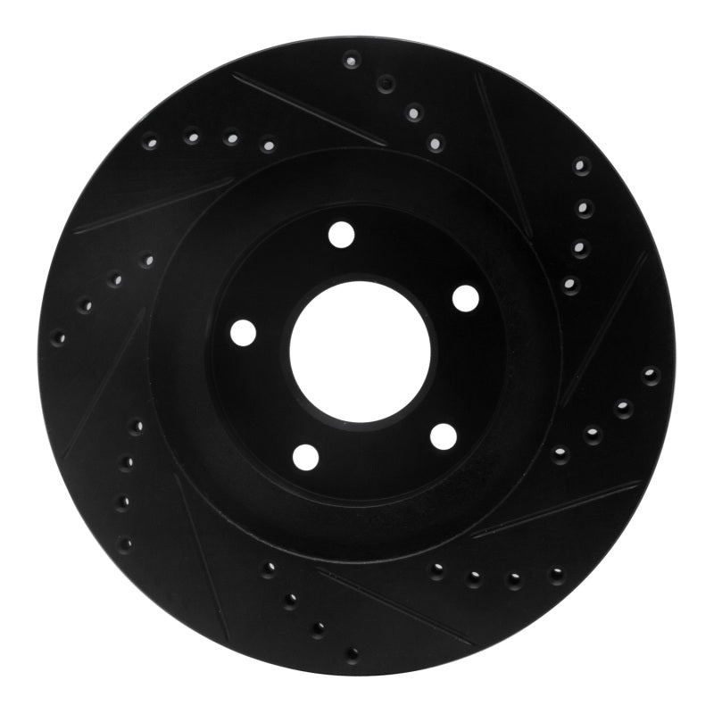 R1 02-06 Infiniti I35 Front Left Drilled & Slotted Black Brake Rotor