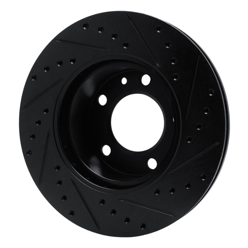 R1 82-89 BMW 635CSI Front Left Drilled & Slotted Black Brake Rotor