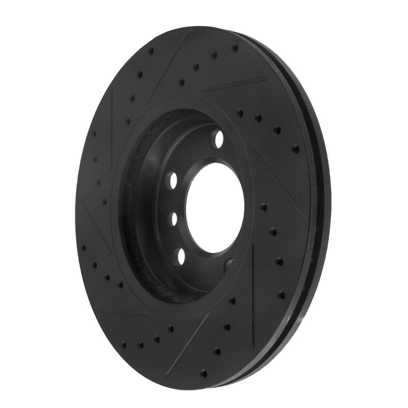 R1 11-16 Mini Cooper Paceman Front Right Drilled & Slotted Black Brake Rotor