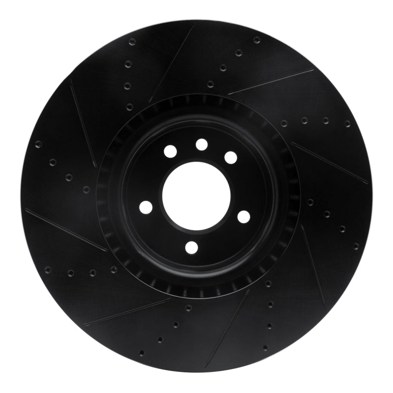 R1 18-25 Land Rover Range Rover Front Right Drilled & Slotted Black Brake Rotor