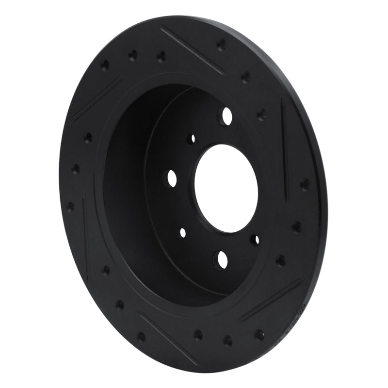 R1 88-01 Acura Integra Rear Left Drilled & Slotted Black Brake Rotor