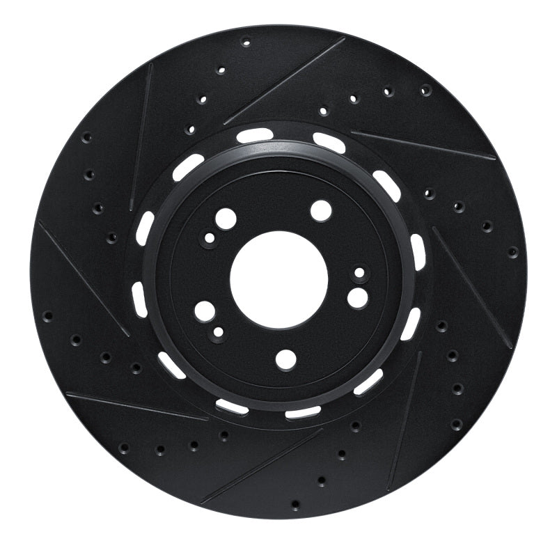 R1 21-26 Genesis Electrified GV70 Front Left Drilled & Slotted Black Brake Rotor