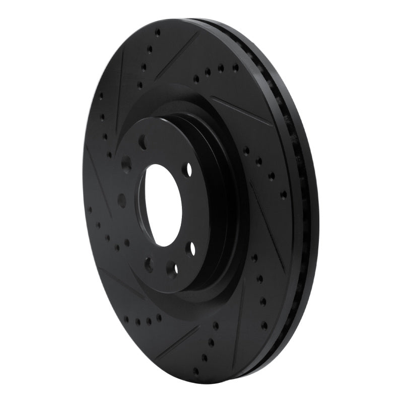 R1 07-15 Mazda CX-9 Front Left Drilled & Slotted Black Brake Rotor