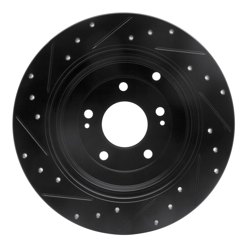 R1 10-16 Hyundai Genesis Coupe Rear Right Drilled & Slotted Black Brake Rotor