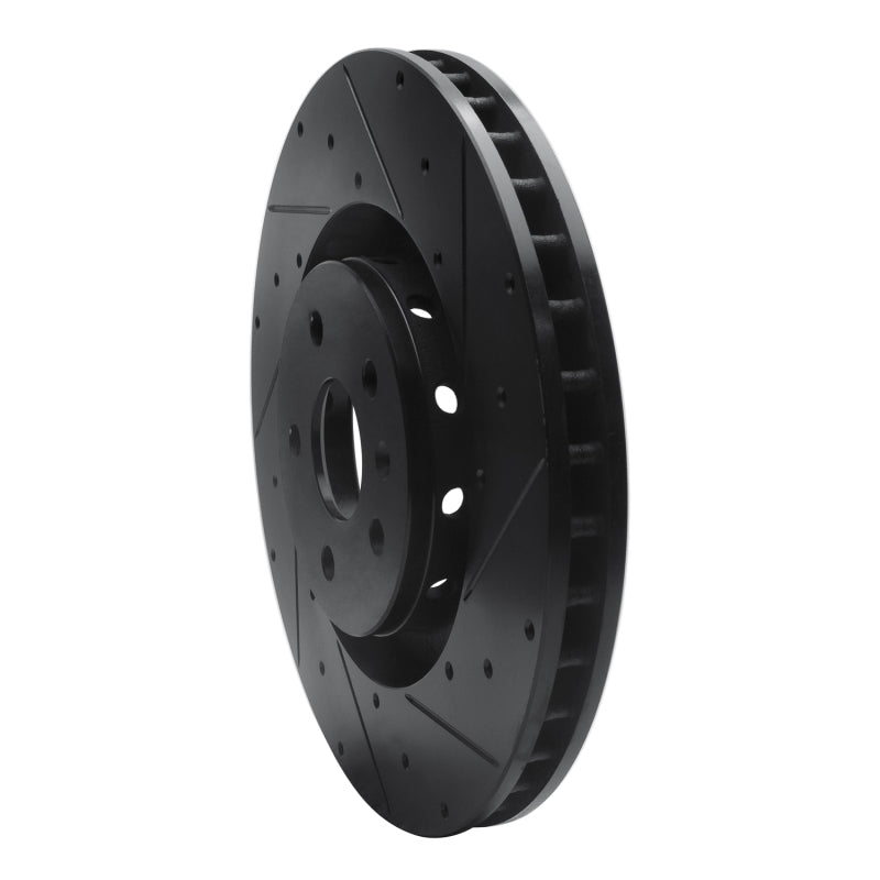 R1 2009-2015 Cadillac CTS Front Right Drilled & Slotted Black Brake Rotor