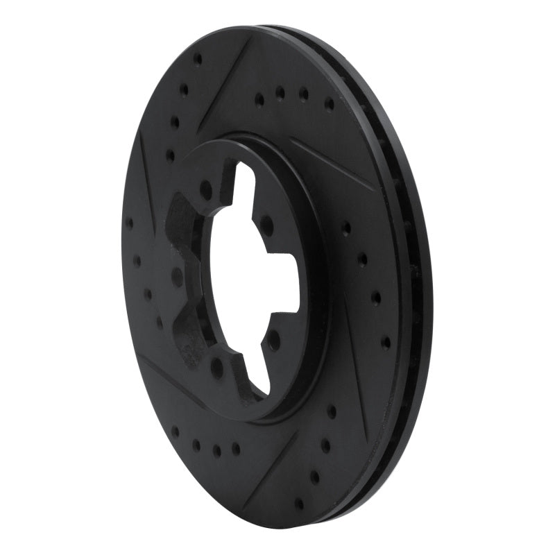 R1 1984-1989 Nissan 200SX Front Left Drilled & Slotted Black Brake Rotor