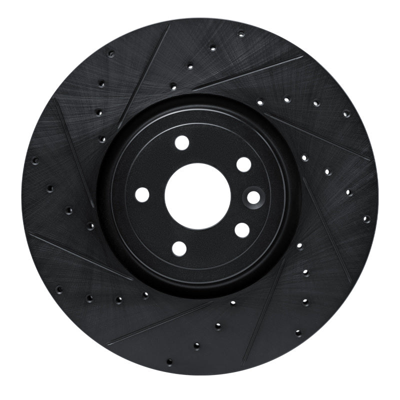 R1 16-24 Jaguar XF Front Left Drilled & Slotted Black Brake Rotor