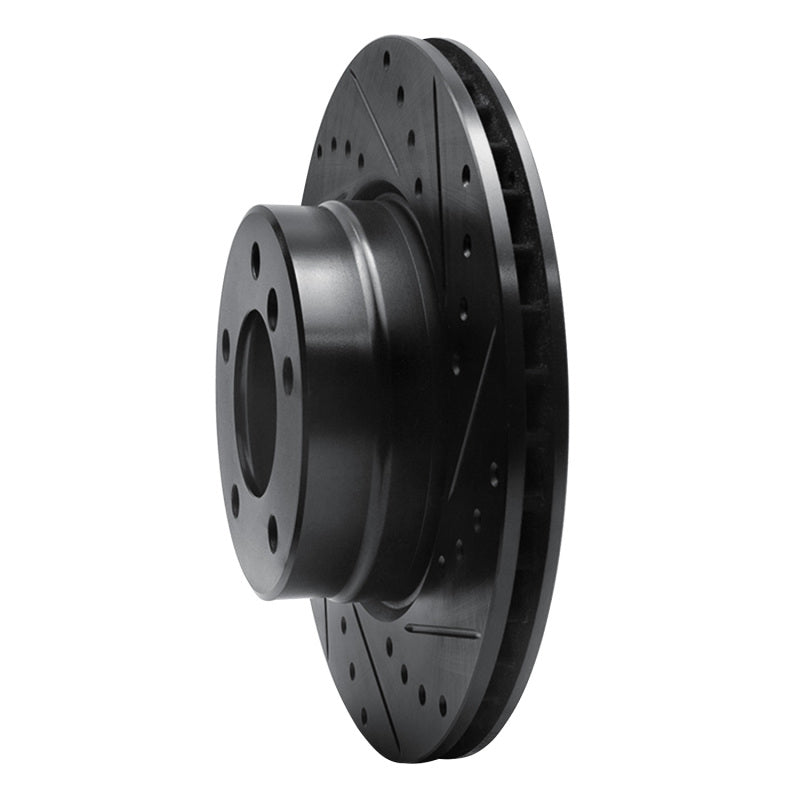 R1 04-10 BMW 525i (Mexico) Front Right Drilled & Slotted Black Brake Rotor