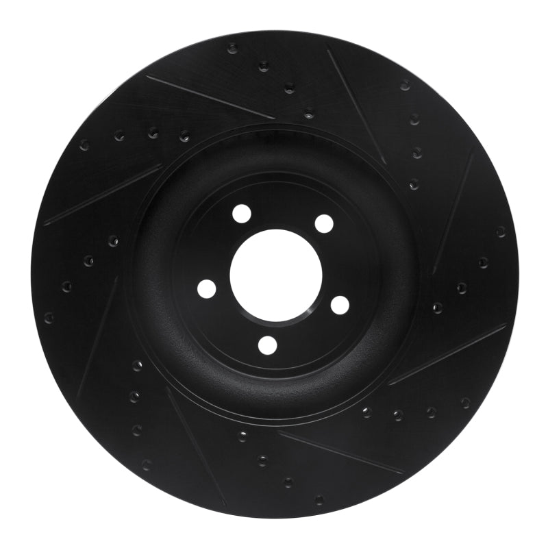 R1 06-21 Jaguar F-Type Front Left Drilled & Slotted Black Brake Rotor