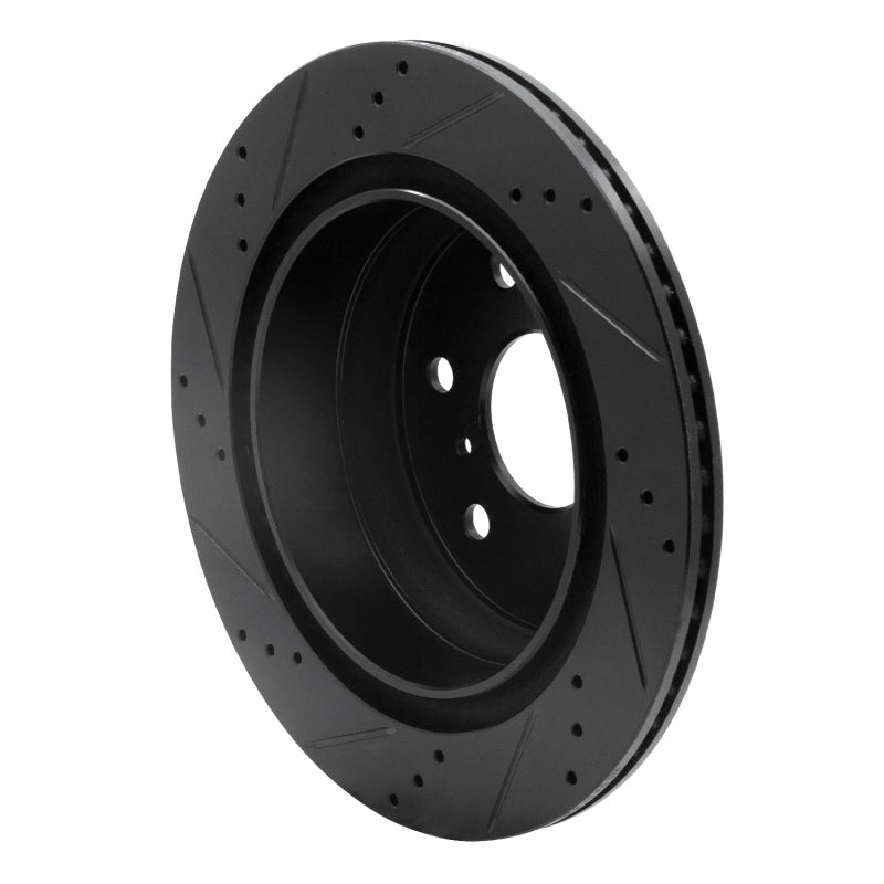 R1 07-20 Cadillac Escalade Rear Right Drilled & Slotted Black Brake Rotor