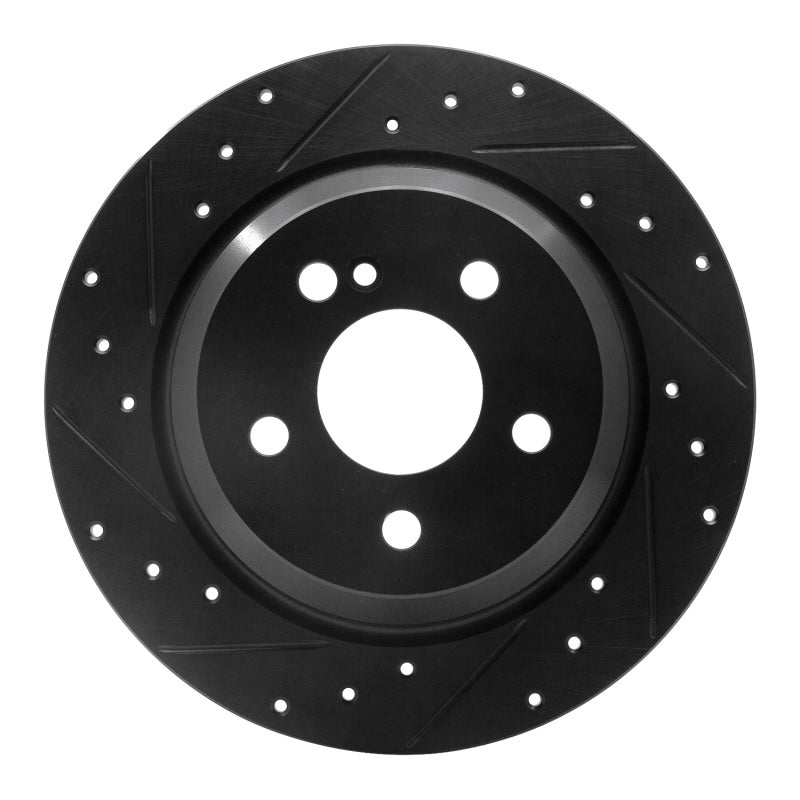 R1 07-13 Mercedes-Benz S550 Rear Left Drilled & Slotted Black Brake Rotor
