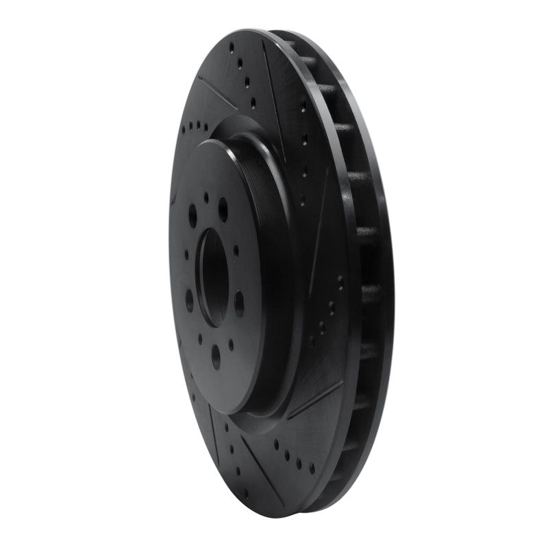 R1 04-07 Volvo V70 Rear Right Drilled & Slotted Black Brake Rotor