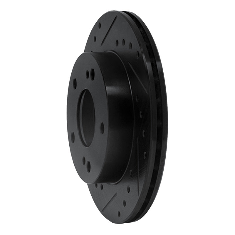 R1 94-96 Nissan 240SX Front Left Drilled & Slotted Black Brake Rotor