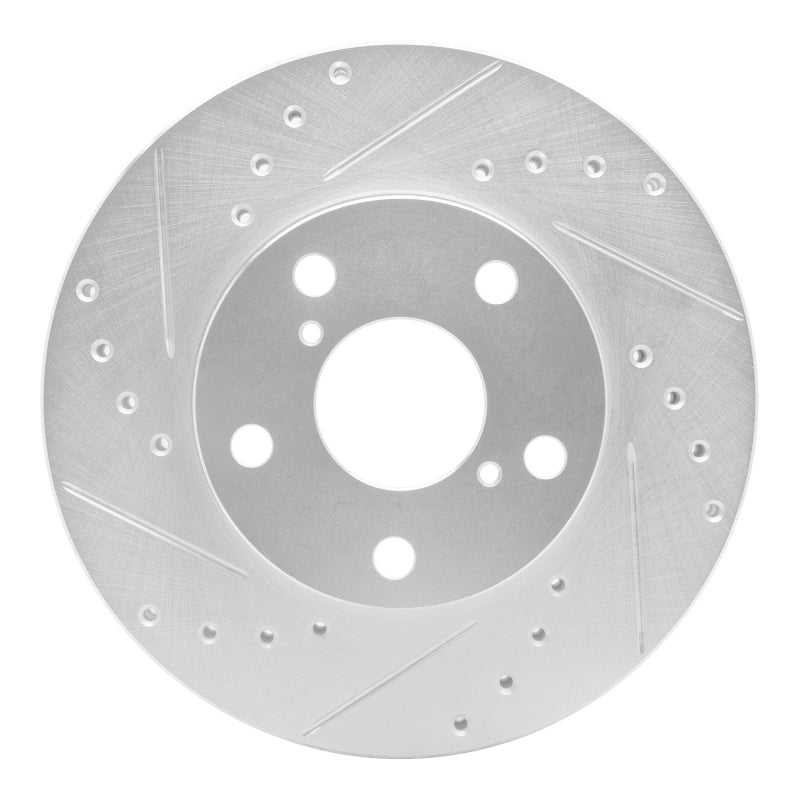 R1 92-98 Lexus SC300 Front Left Drilled & Slotted Silver Brake Rotor