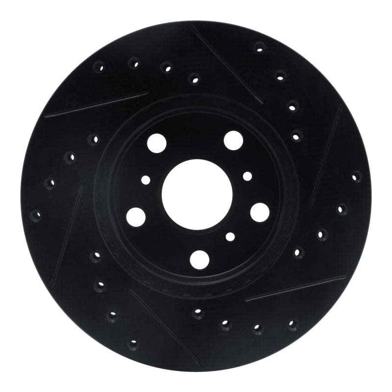 R1 87-91 Toyota Camry Front Left Drilled & Slotted Black Brake Rotor