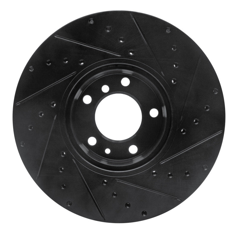 R1 91-01 BMW 740I Front Left Drilled & Slotted Black Brake Rotor
