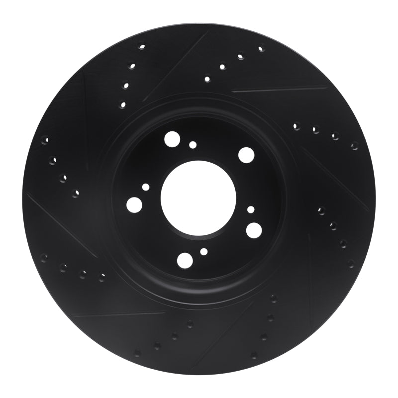 R1 14-20 Acura RLX Front Right Drilled & Slotted Black Brake Rotor