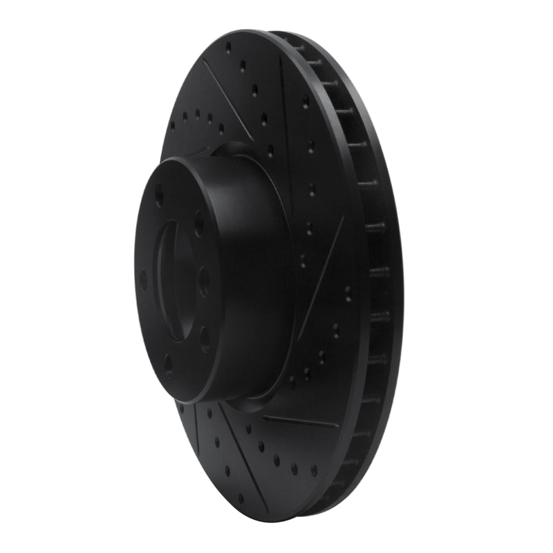 R1 00-03 BMW 530I Front Right Drilled & Slotted Black Brake Rotor
