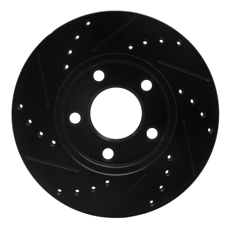R1 94-04 Ford Mustang Front Right Drilled & Slotted Black Brake Rotor