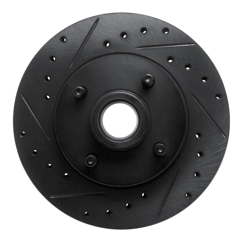 R1 78-93 Ford Fairmont Front Left Drilled & Slotted Black Brake Rotor