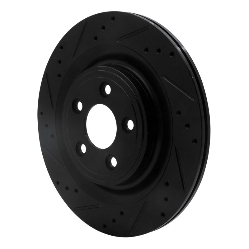 R1 06-15 Jaguar Super V8 Rear Left Drilled & Slotted Black Brake Rotor