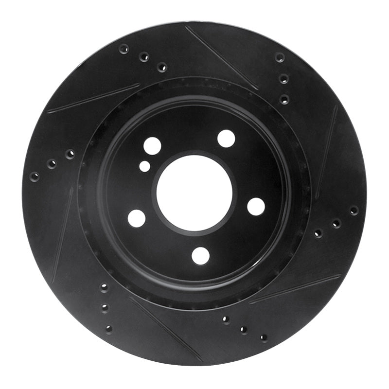 R1 14-19 Mercedes-Benz CLA250 Rear Left Drilled & Slotted Black Brake Rotor