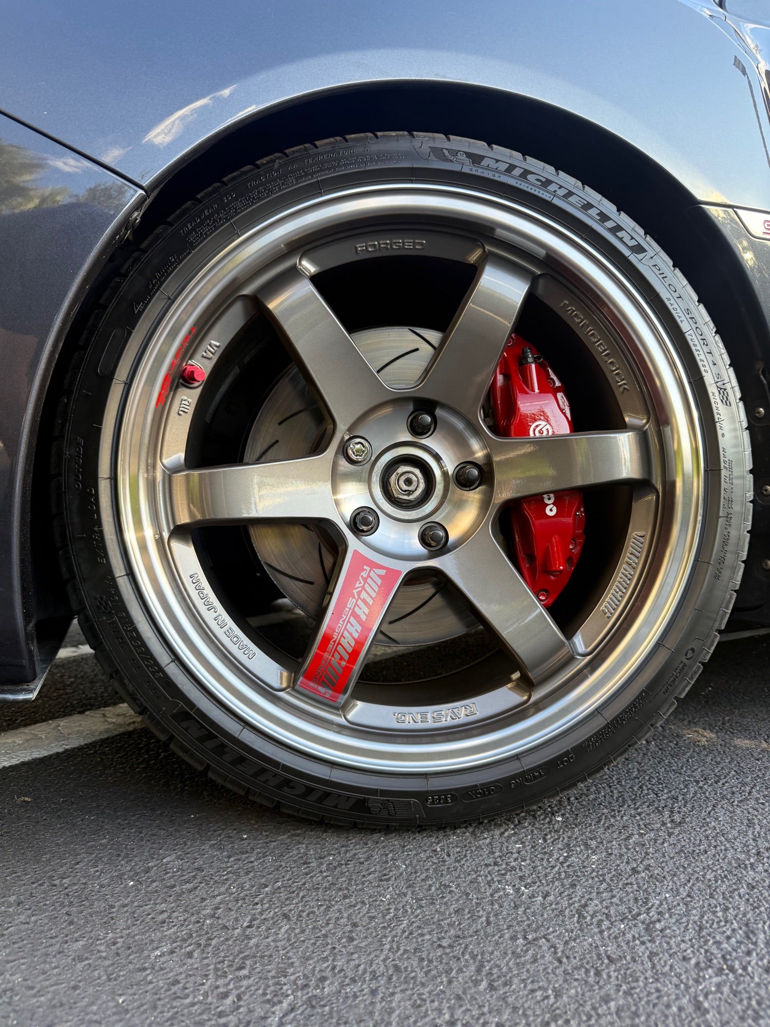 Gunmetal RAYS Volk TE37 with Michelin Pilot Sport 4S installed at Velocity Factor